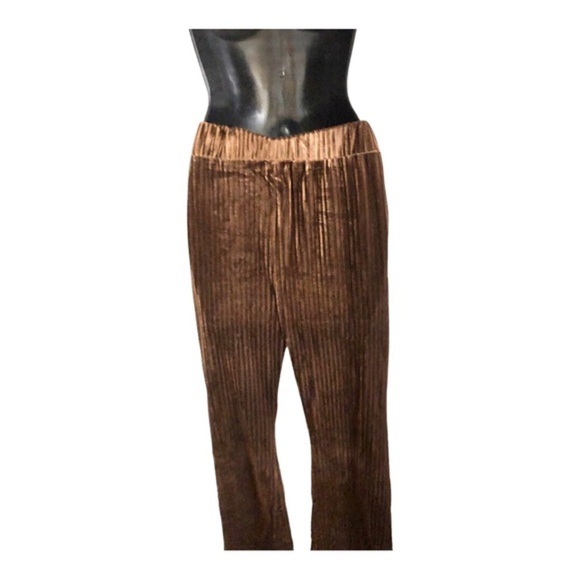 Brown corduroy velvet look flare‎ leg pants size large new - Picture 7 of 9